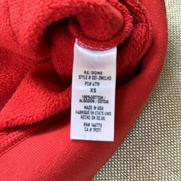 Re/Done Hanes Red Drawstring Sweatshirt Hoodie Size XS - Picture 3 of 5